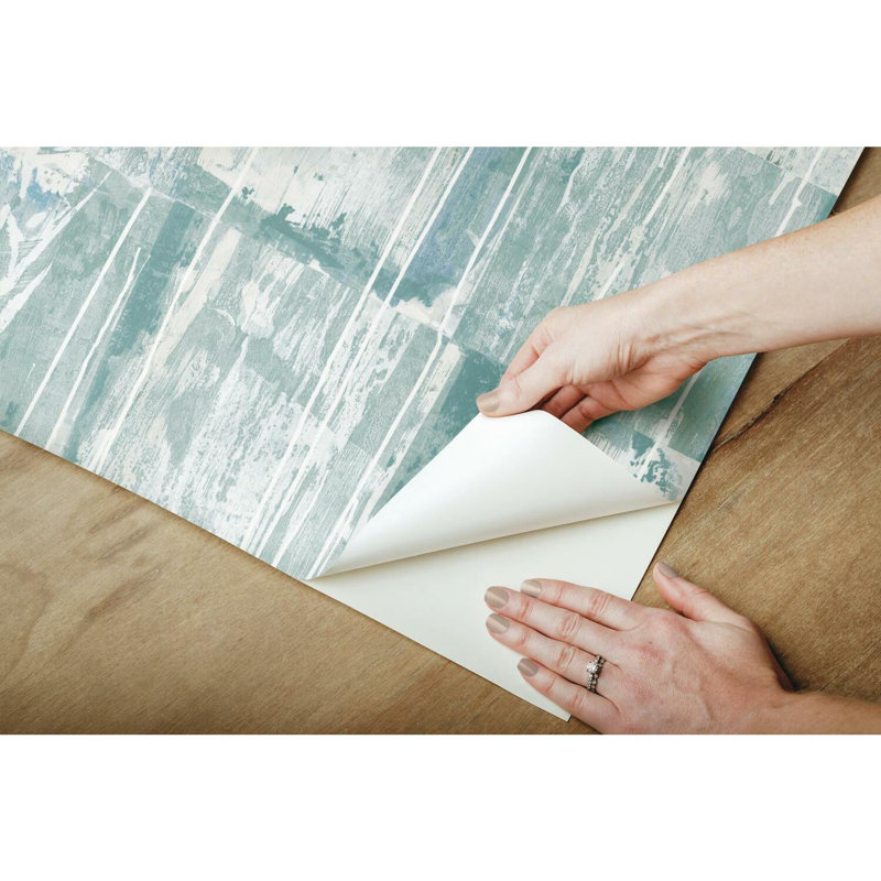 Rouleau de papier peint adhésif L 18,86 pi x l 18 po Washout, Bleu / vert