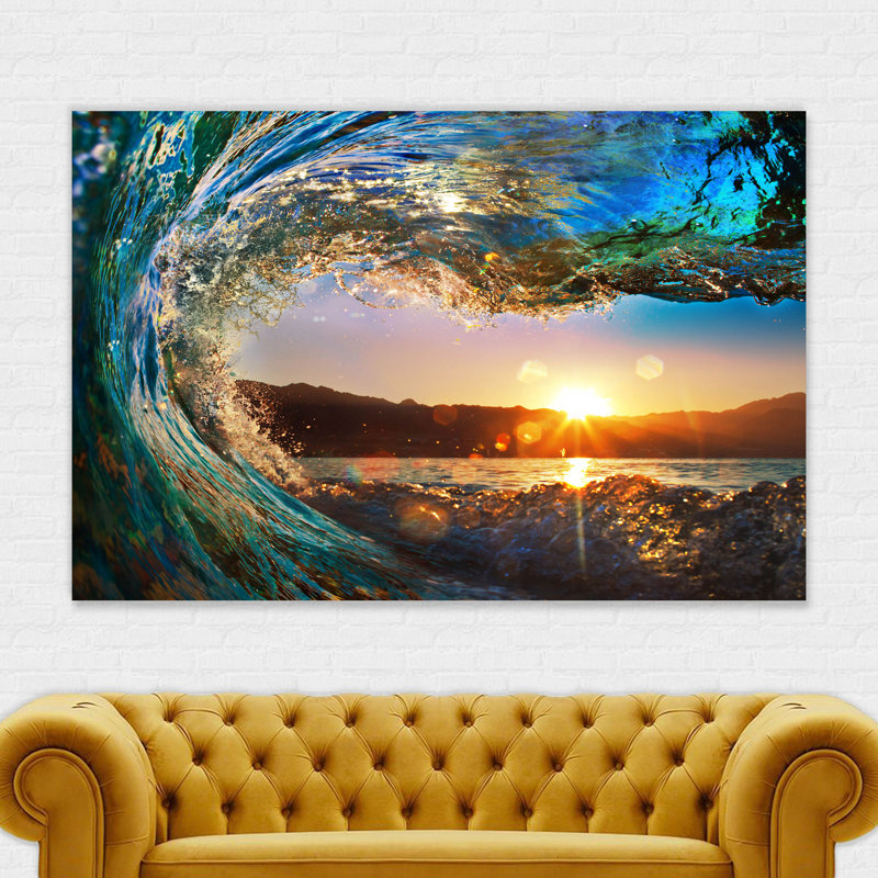 Big Wave Sunset - Wrapped Canvas Photograph, 61cm H x 81cm W x 4cm D