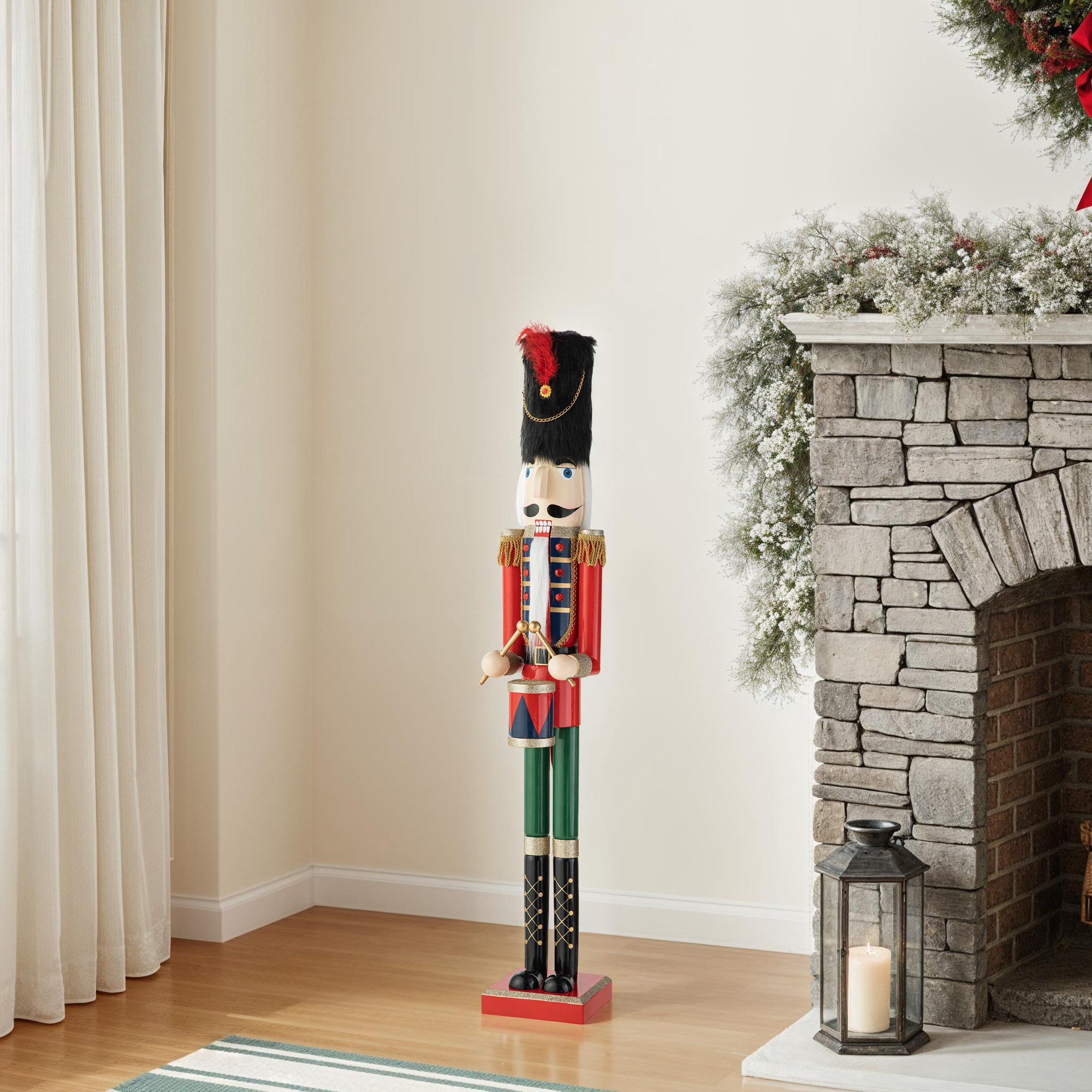 Wooden Christmas Soldier Nutcracker, 42" H x 7.5" W x 6.75" D