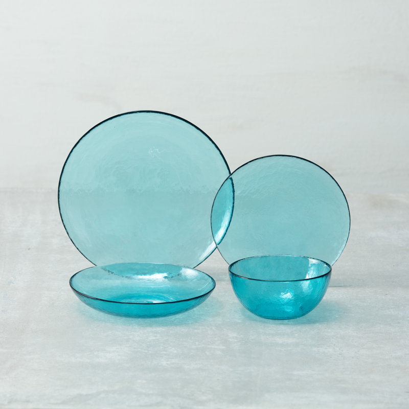 Los Cabos Glass Dinnerware 10.5" Dinner Plate, Lagoon
