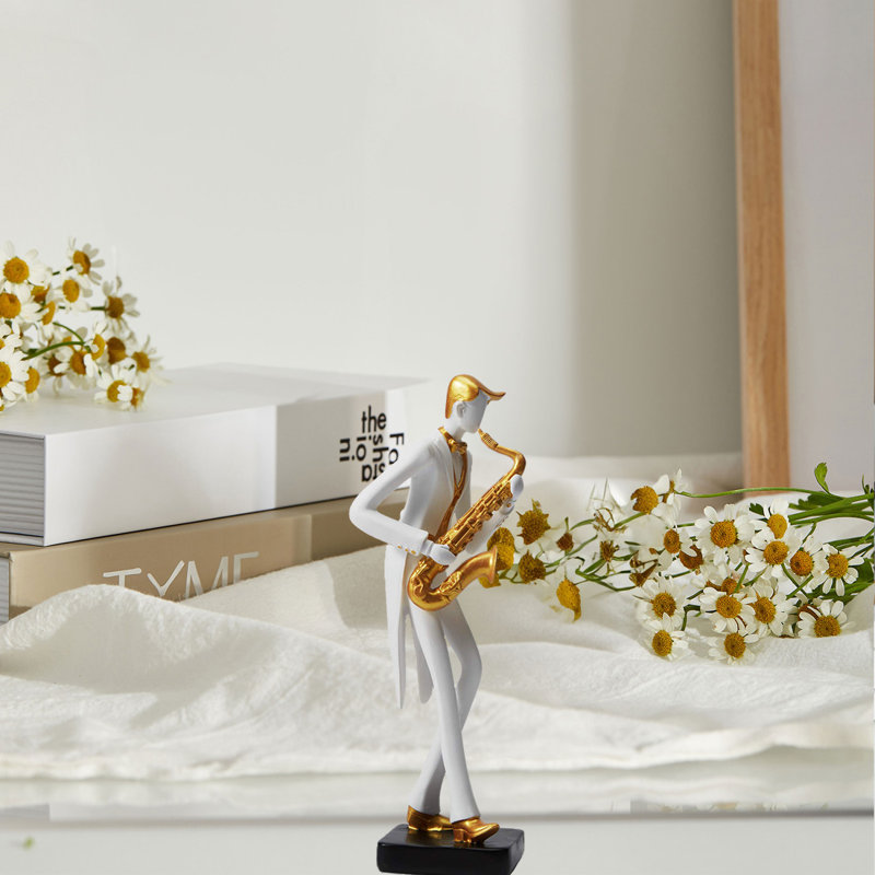 Statue décor musical, figurine de musicien, sculpture en polyrésine, H 10 po x l 3,8 po x P 2,7 po