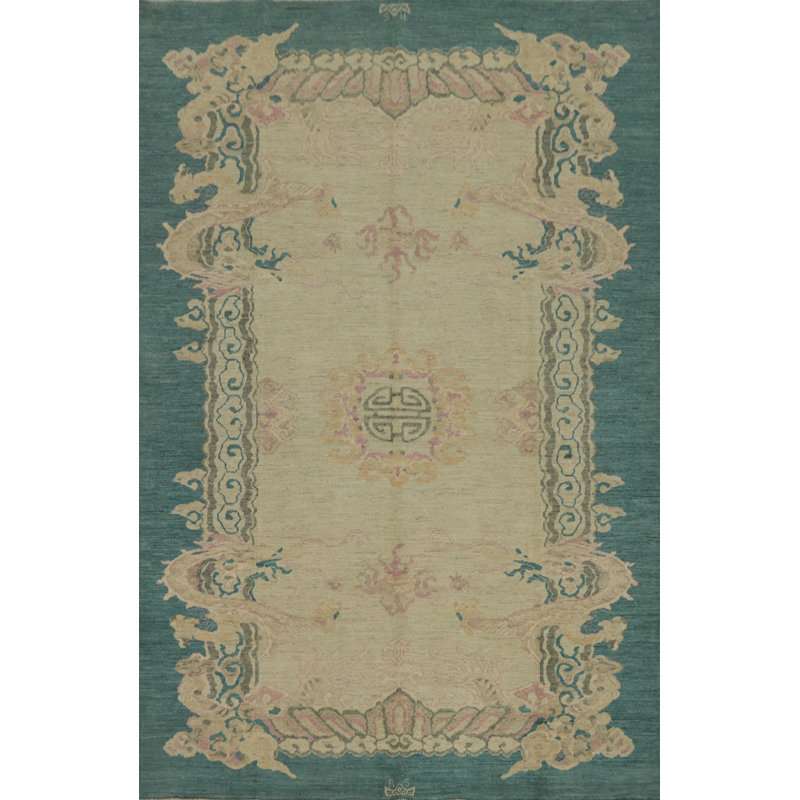 Tapis art déco végétal 7 x 9
