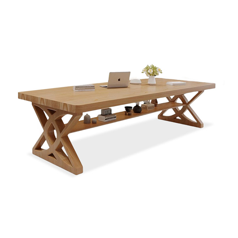 Brown Rectangular Solid Wood desk, 29.53" H x 62.99" W x 27.56" D