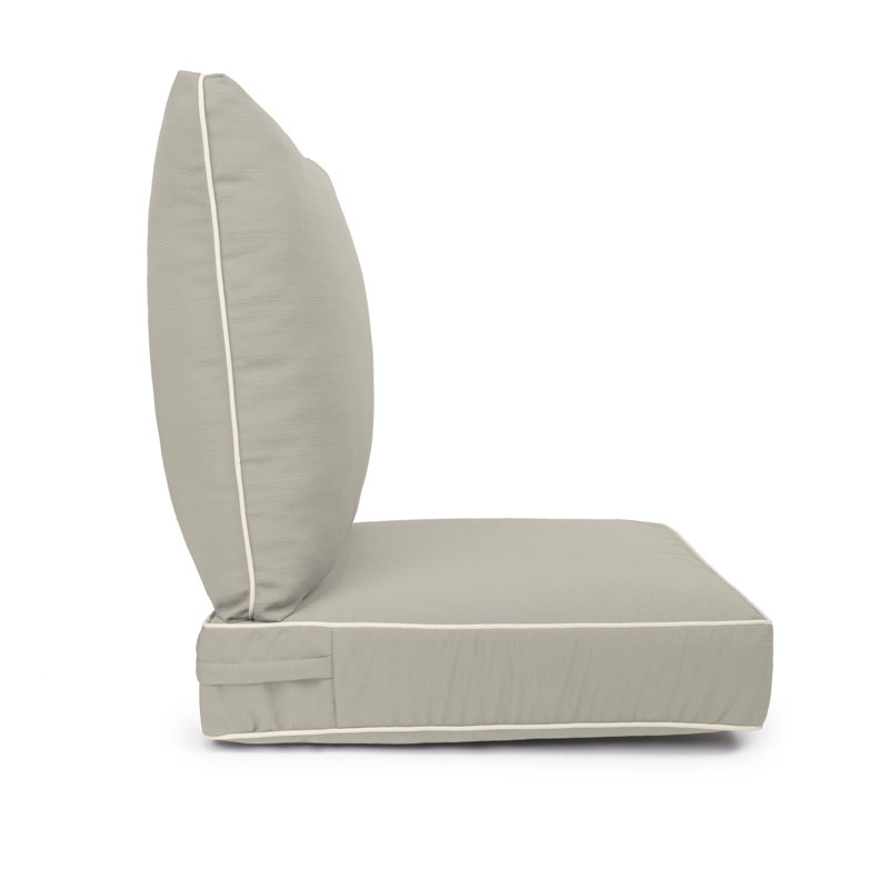 Corded Seat Cushion With Zipper Closure And Corded Back Cushion, With White Polyester Padded Fill., Sand