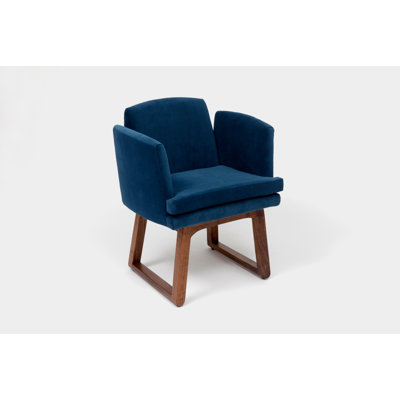 Allison 18'' H Velvet Upholstered Walnut Armchair