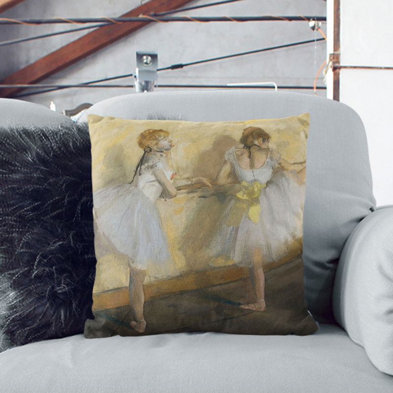 Ballet Ballerina Dancers Practicing at the Bar Scatter Cushion, 40cm H x 40cm W x 15cm D