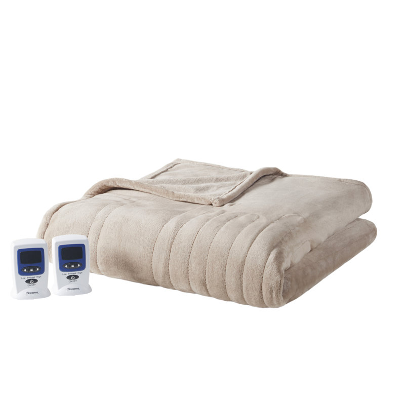 Microplush Heated Blanket With Wifi Technology, Queen, Taupe