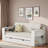 Multifunctional Daybed With Storage Drawer, Open Compartments And Hydraulic Side Table-425521262-425521169