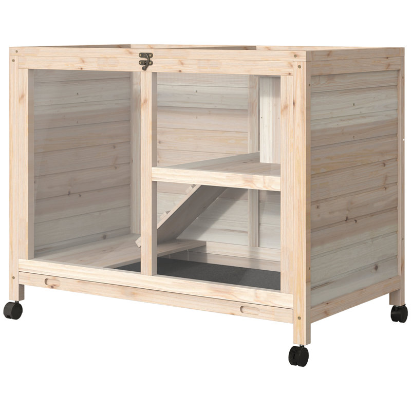 Chenil en bois imperméable avec roulettes - Compact, naturel, pour cage naturelle imperméable, Rabbit's Pleasure