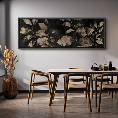 Minimal Botanical Noir Leaves Shadows, reproduction d'art sur toile