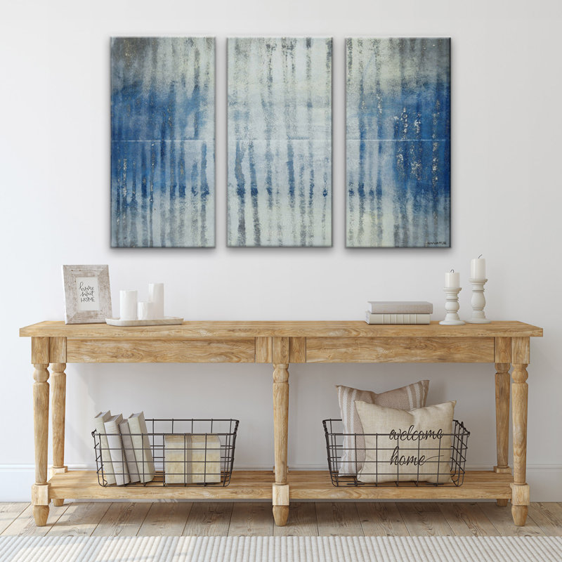 « réflexions », ensemble de 3 reproductions de toiles tendues, H 40 po x l 20 po x P 1,5 po