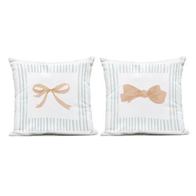 Striped Border Bow 2 Piece Outdoor Printed Pillow Set design by PATRICIA PINTO