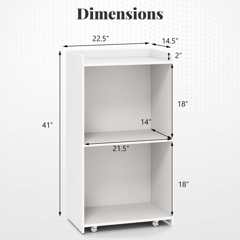 Chariot de présentation 41 po avec 2 tablettes de rangement et 4 roulettes, Blanc