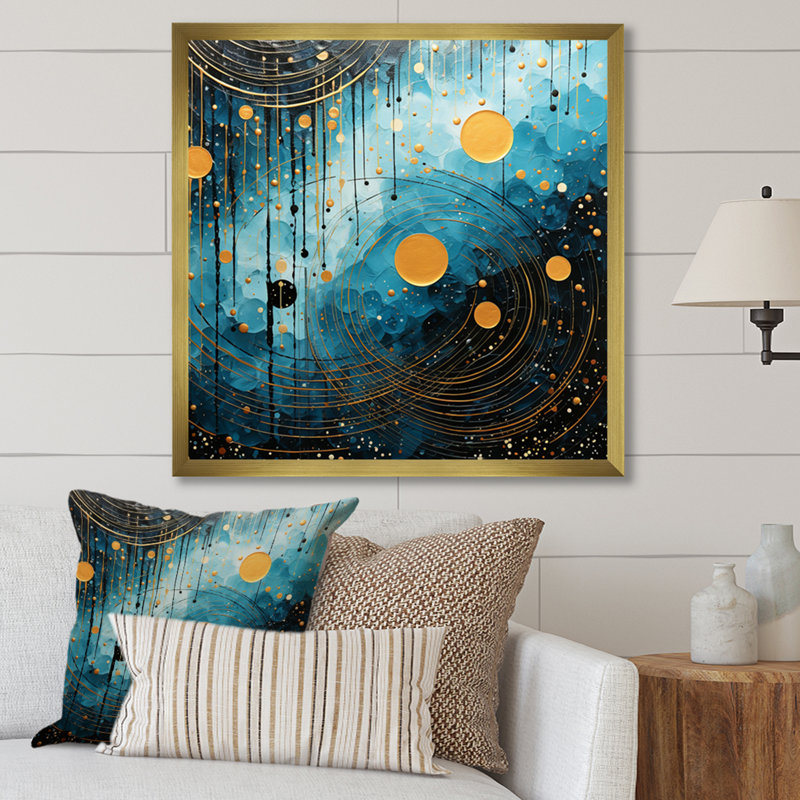 «Blue Minimalisme Moon VI» sur toile, Cadre doré à une seule photo, H 30 po x l 30 po x P 1 po