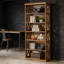 Bibliothèque classique en bois avec tablettes élégantes, conception autoportante robuste pour la maison et le bureau