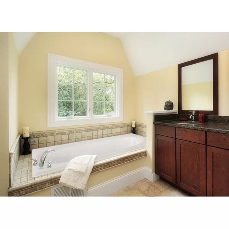Caribe 72'' x 36'' Whirlpool Gelcoat Bathtub, Bone, Satin Nickel