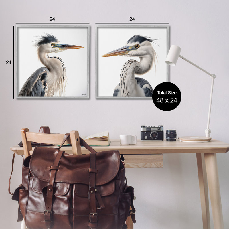 «Young Heron Birds», ensemble de 2 giclées par Roozbeh Bahramali, Estampe numérique Farmhouse, H 24 po x l 24 po