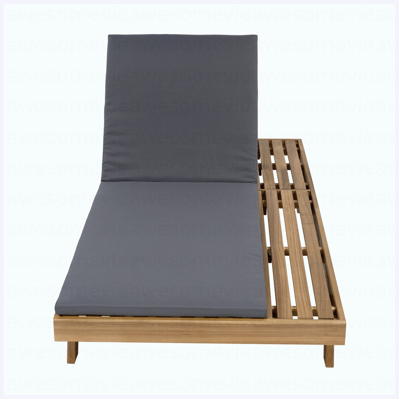 Lounge Chaise Set, Space Available On One Side, Acacia Wood In Light Brown With Water-Resistant Lounge Cushions (Dark Grey & 2 Inch Thick) – Matching Cream/Leaf Coconut Version Available