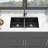 Quartz Kitchen Sink - 33" X 19" X 10.33" Black Granite Composite Undermount Kitchen Sink Double Bowl(50/50)
