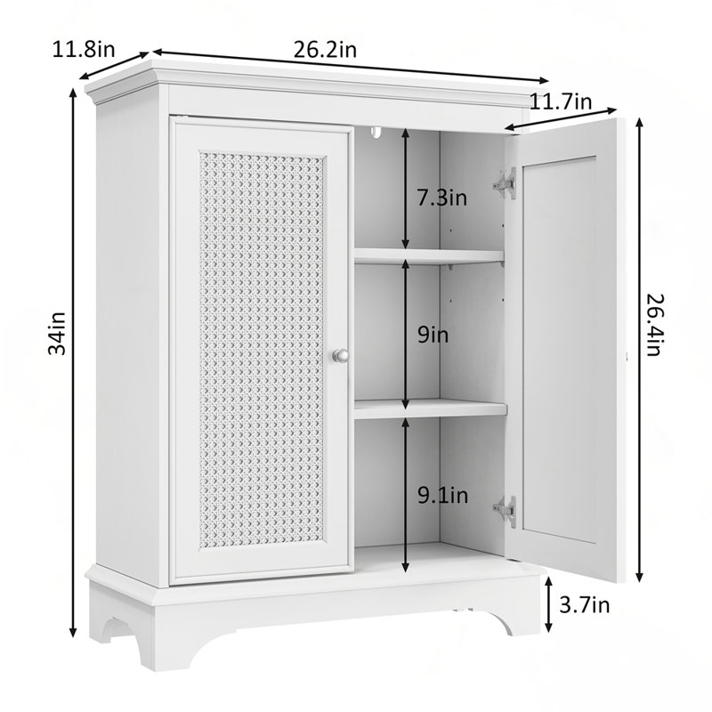 Rattan Storage Cabinet With Adjustable Partition