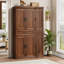 Armoire de rangement haute, garde-manger avec portes et tablettes-129445068