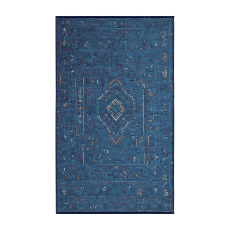 Machine Washable Gray Area Rug, Rectangle 3' x 5'
