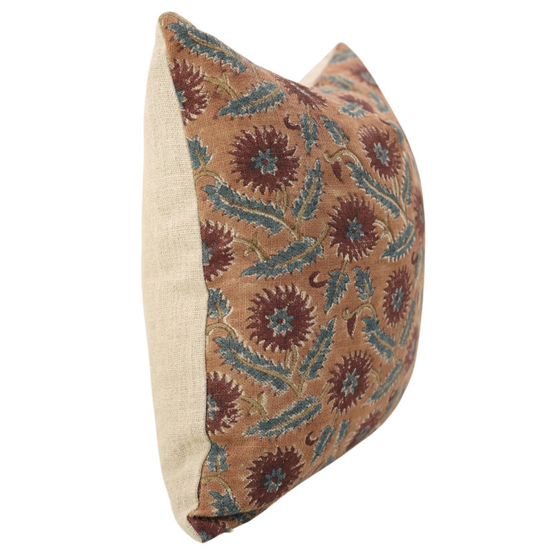 Housse de coussin rouge Fab Fabine, tissu en lin épais Swarna, H 12 po x l 20 po, Rectangulaire