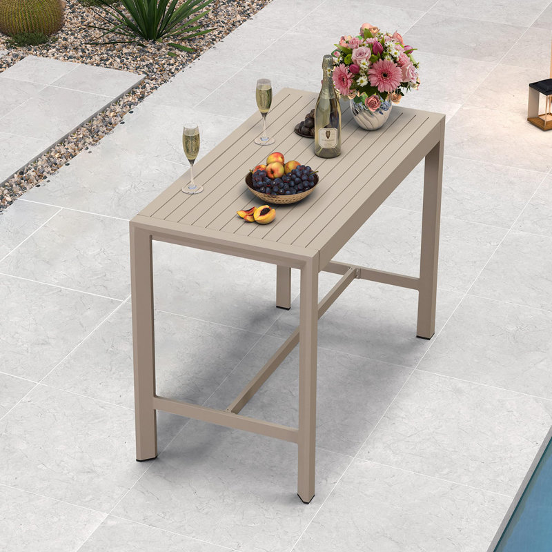 Rectangular Metal Bar Table, Champagne