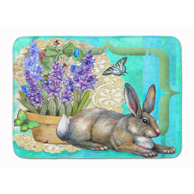 Tapis pour salle de bain à mousse à mémoire de lapin pâques Justin