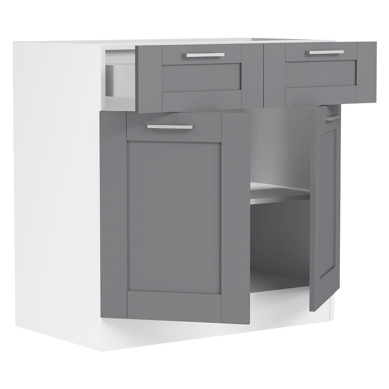 Samule 82Cm H x 80Cm W x 46Cm D Manufactured Wood Standard Base Cabinet, White/Anthracite