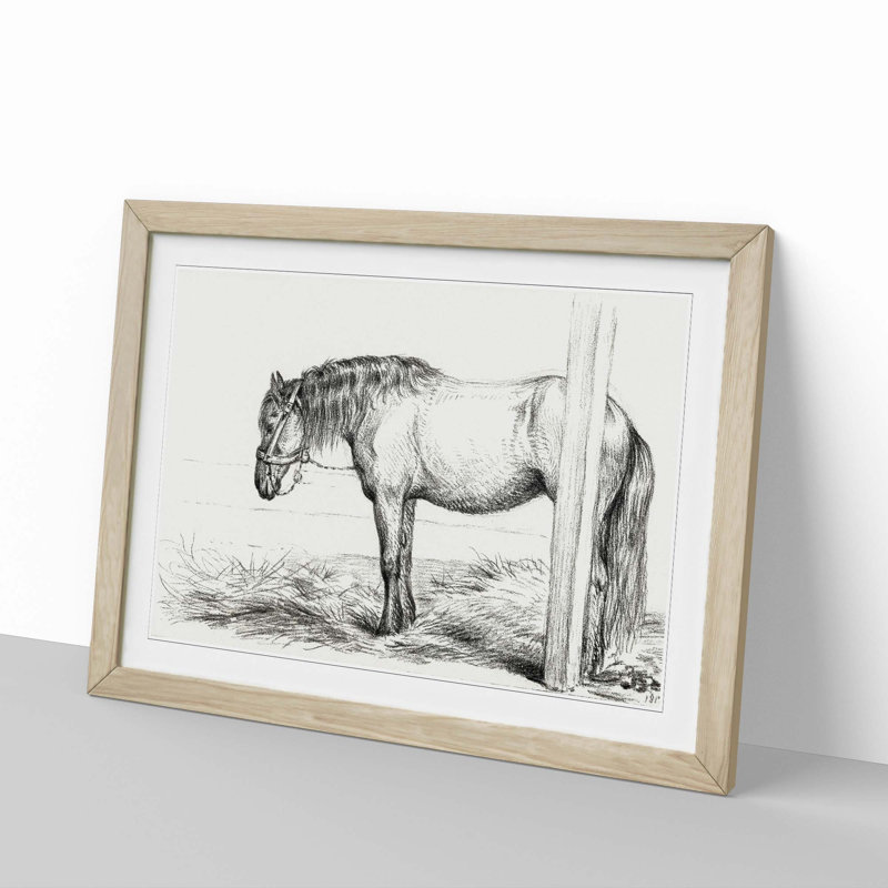 A Horse in a Stable by Jean Bernard - Framed Print, 24cm H x 33cm W x 2cm D, Oak Framed