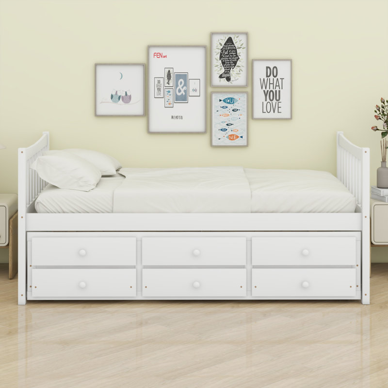 Daybed With Trundle And Drawers, White