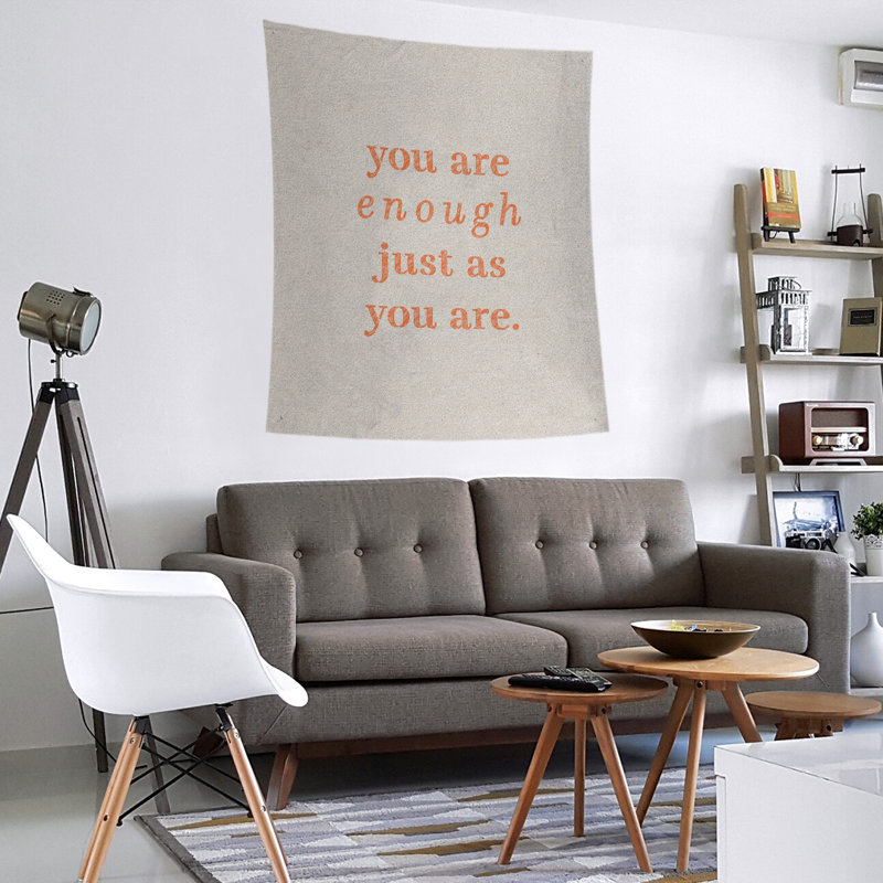 En polyester, vous êtes assez tapisserie quot, H 60 po x l 51 po, Blanc / Orange