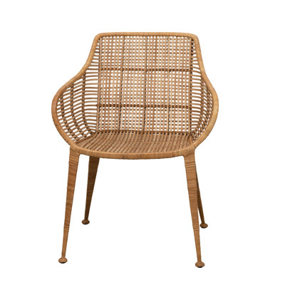 Hand-woven Rattan and Metal Arm Chair