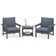 Reata HDPE 2-Person Conversation Set With Double-Tier Side Table and Cusions