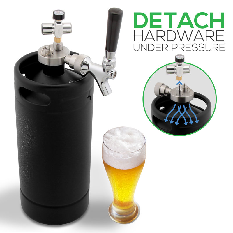 NutriChef 0.13 Cubic Feet Black Outdoor Single Tap Mini Keg Countertop Kegerator with Door Lock and