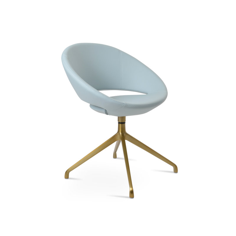Fauteuil pivotant Crescent Spider, Bleu ciel, Laiton