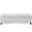 Bouton de rangement avec piqûre en losange v2 en tissu gris, pieds amovibles, l 51 po x P 17,5 po H 17 po pour le sous-sol - banc en tissu, siège de cave à vin-1210520511