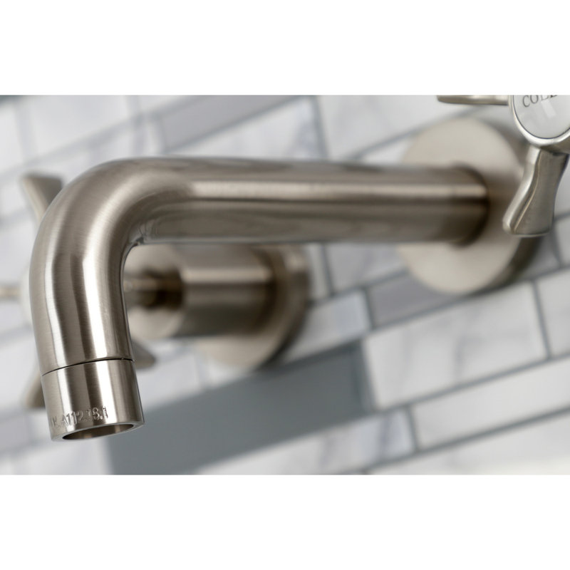 Kingston Brass Hamilton Two-Handle 3-Hole Wall Mount Bathroom Faucet, Brushed Nickel
