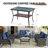 Outdoor Patio Brown PE Wicker Coffee Table With Glass Tabletop-232056705-232056704