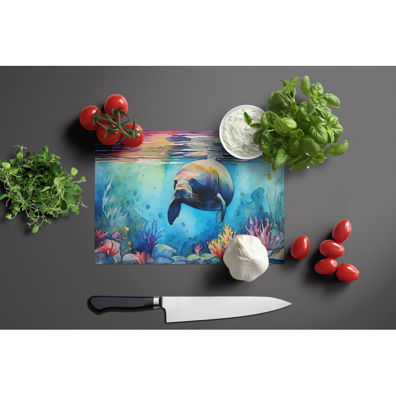 Manatee Glass Cutting Board Large