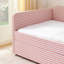 Lit de jour simple, lit de jour rembourré en vichy équipé d'un cadre de lit gigogne escamotable et d'une poche de rangement latérale, canapé-lit multifonctionnel en bois massif pour chambre d'enfant et chambre d'amis - Rose-127343721-127343719