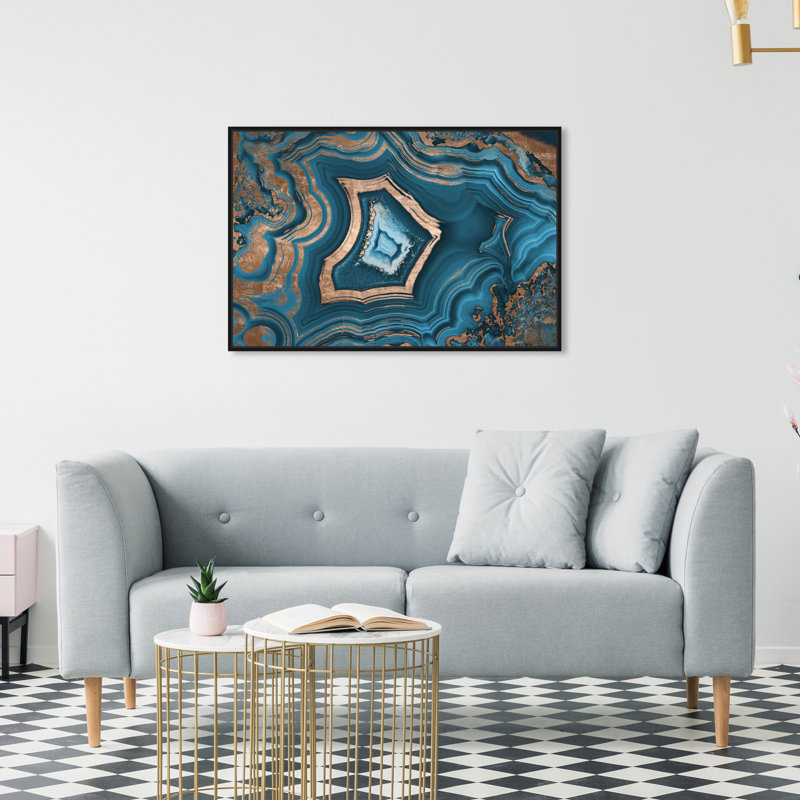 «Dreaming About You Geode Abstract», impression sur toile, Cadre noir, H 45 po x l 30 po