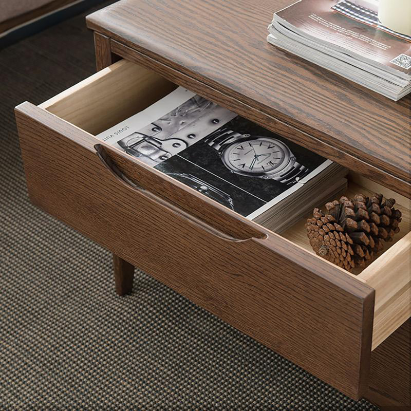 Table basse moderne en chêne simple, H 17,7 po x L 39,4 po x l 19,7 po, Noyer foncé