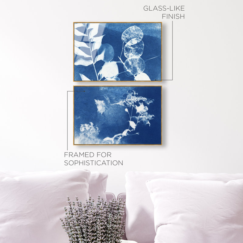 Faded Poetry Set High-Gloss Frameless Acrylic Glass Wall Art Floral & Botanical Print by Oliver Gal, Ready to Hang, 15 x 10