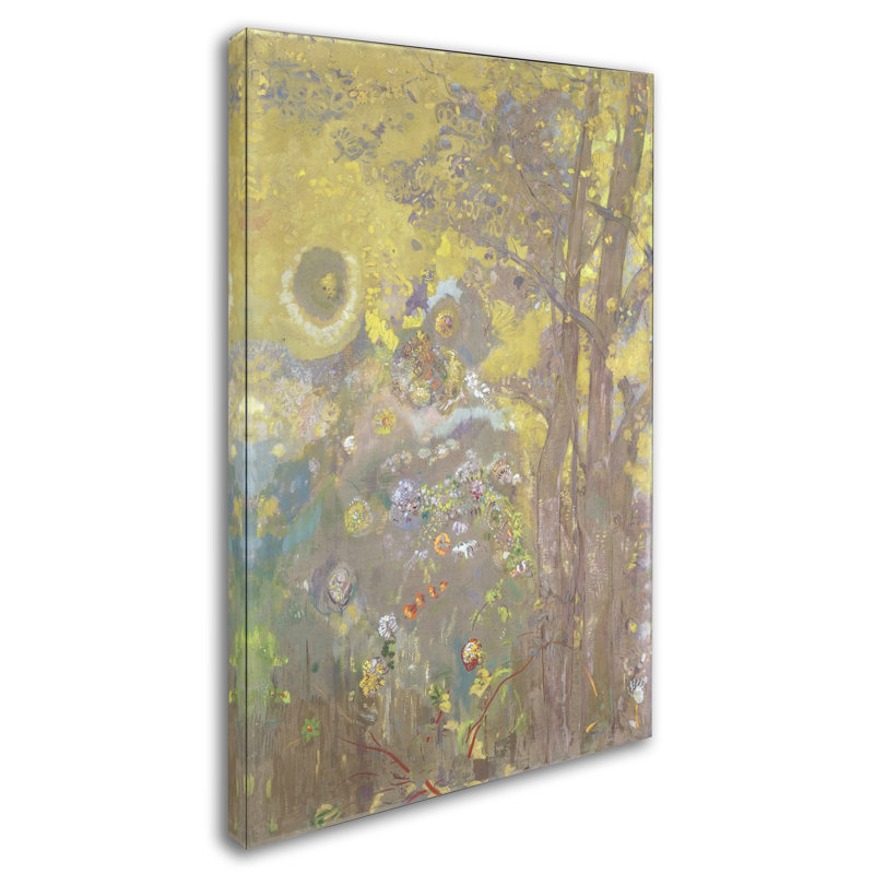« trees on a yellow background », reproduction sur toile tendue, H 32 po x l 22 po