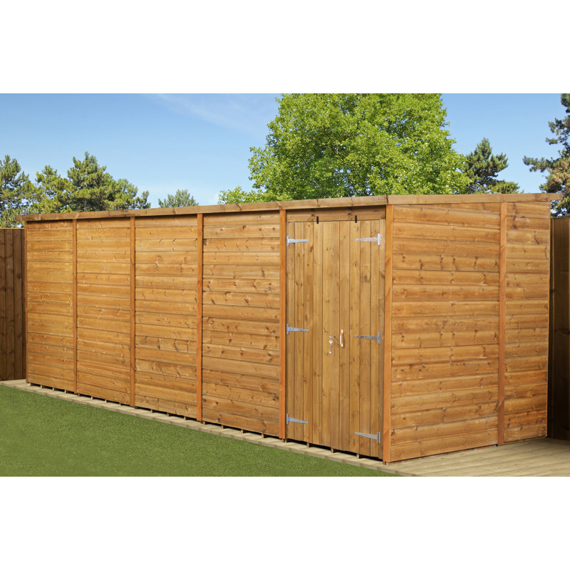 Modular Pent Garden Shed  20X6 No Windows  Double Door
