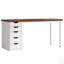 Bureau d'ordinateur moderne brun rustique avec 5 tiroirs et armoire réversible pour petits espaces, idéal pour le bureau à domicile et le bureau