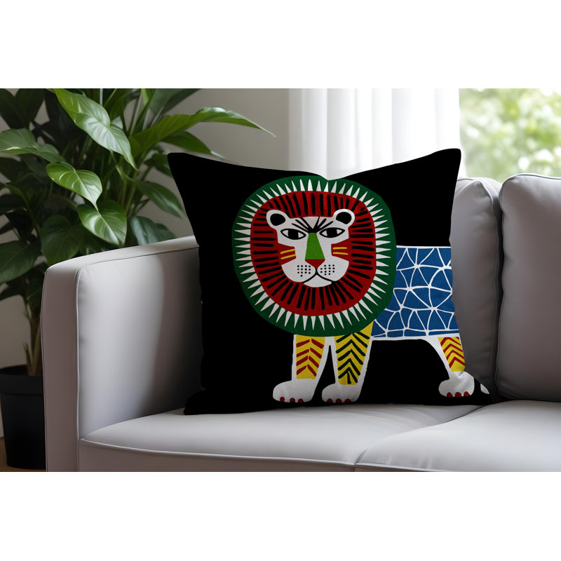 Coussin Angry Lion Folksy, 20 x 20
