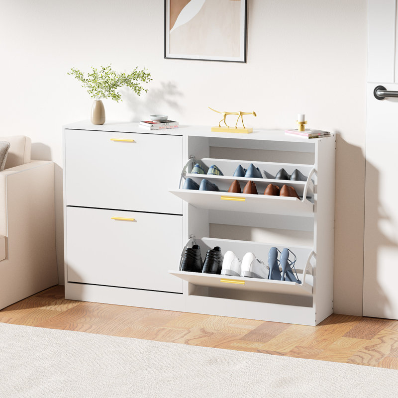 10 Pair Flip Down Shoe Storage, White